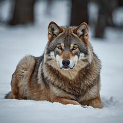 Fototapeta premium gray wolf in snow