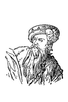 Gustav Vasa (1496&ndash;1560), King of Sweden and founder of the modern Swedish state, shown in royal attire with stern expression, old vintage illustration, 1897.