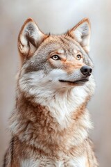 Fototapeta premium A majestic wolf standing confidently, isolate on white background, showcasing its wild beauty.