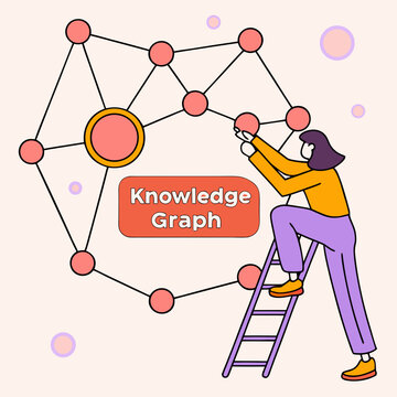 Vibrant visualization of a knowledge graph, showing interconnected data nodes and relationships, ideal for big data and semantic web concepts.