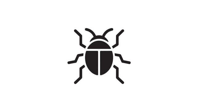 Beetle icon in simple flat design with dark color on white background for web graphics