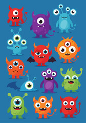 Fototapeta premium Bright and Cheerful Monster Party Vector Illustration