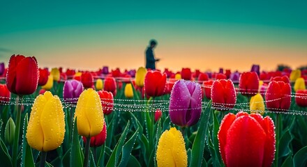tulip field in spring
