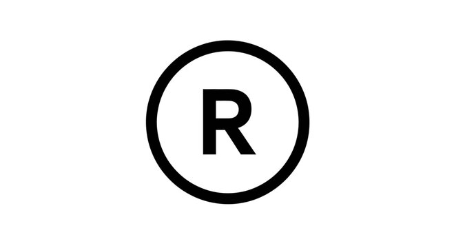 registered trademark symbol, black circle, white background, brand protection