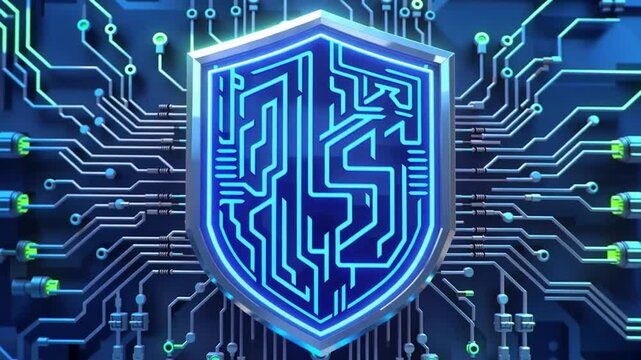 Cyber security shield protecting circuit boards from digital threats