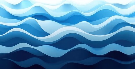 soothing layered blue waves of overlapping curved bands with soft gradients conveying calm and flow