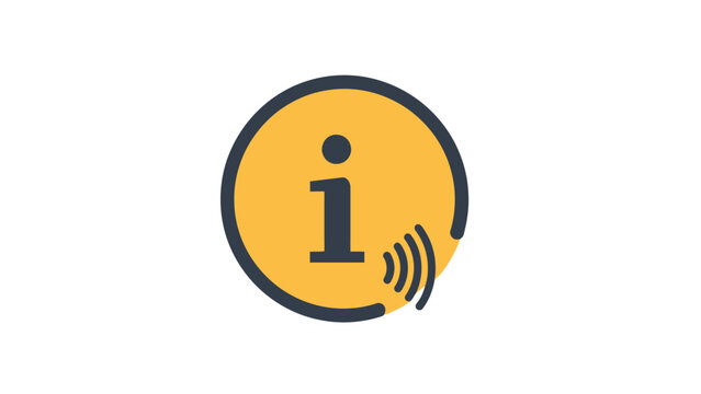 Information icon with sound waves symbol.