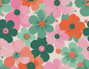 くすみパステルの花柄パターン2