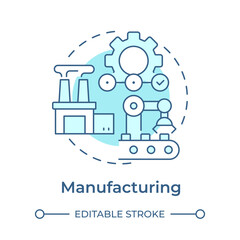 Manufacturing soft blue concept icon. Industrial automation, manufacturing systems. Round shape line illustration. Abstract idea. Graphic design. Easy to use in presentation, article
