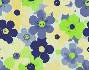 くすみパステルの花柄パターン2