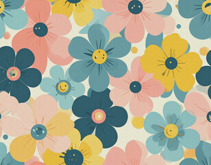 くすみパステルの花柄パターン2