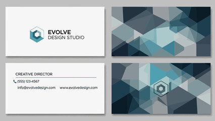 Fototapeta premium Creative vector business card set featuring a flat layout design with professional paper elements and colorful website presentation icons for a modern branding identity