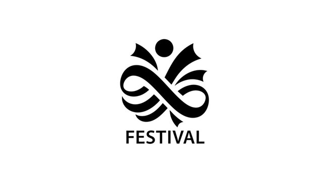 Festival logo design with abstract shapes and flowing lines.