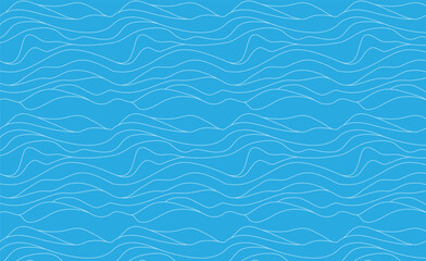 Obraz premium Seamless white line wave pattern. Blue Water waves. Wavy line vector flat