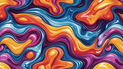 Obraz premium Colorful abstract waves of orange, purple, and blue flowing together in a vibrant, dynamic pattern