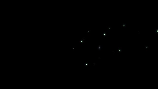 Glowing glitter burst sparkle animation on black screen, twinkle star, Magic glitter sparkle trail, blinking retro vector stars, twinkling starry night sky, glow twinkle movement timeline. 4k