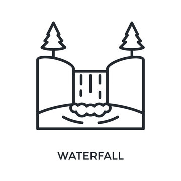 Waterfall Icon Outline Style. Vector Illustration For Graphic Design