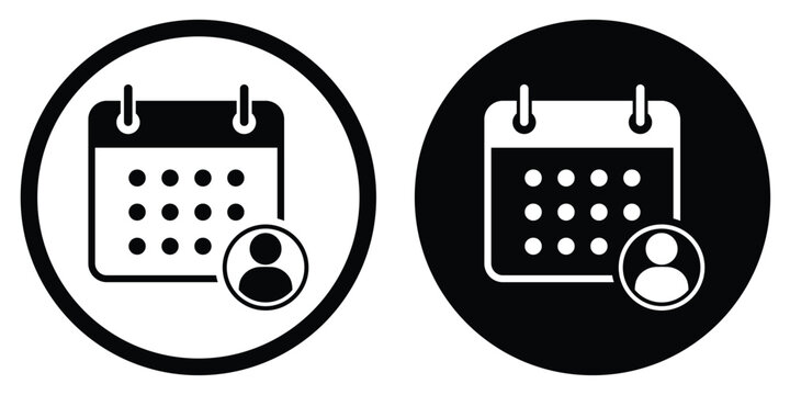 Personal calendar icon with a user profile symbol. Vector design for individual schedules, birthday reminders, employee shifts, or personalized event management tools.
