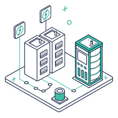 Smart energy storage system technology for clean power solutions vector illustration