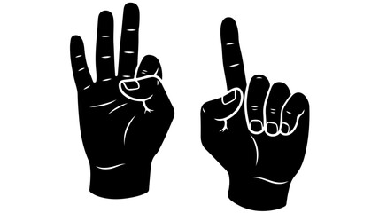 Obraz premium Black Silhouette Hands Showing Numbers Three and One.
