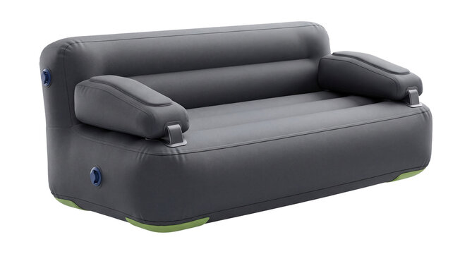 Large inflatable couch with detachable armrests.