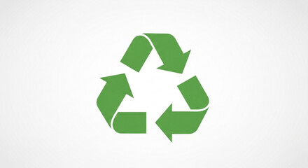 Obraz premium Green recycling symbol with three arrows forming a circular shape representing sustainability and eco friendly practices on a clean white background