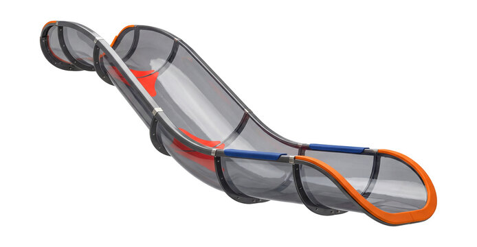 High-speed water slide with steep drops and a run-out chute.