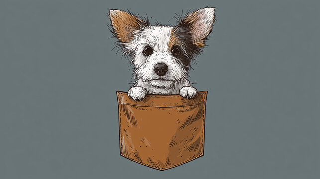 chien adorable dans une poche 