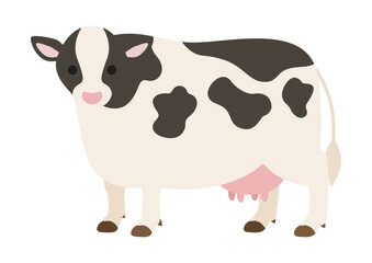 顔を正面に向けた乳牛のシンプルなイラスト