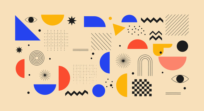 Abstract geometric shapes and patterns in a vibrant and modern design.