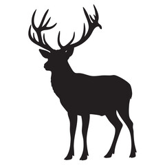 Fototapeta premium Majestic Deer Silhouette Standing Tall with Impressive Antlers Illustration