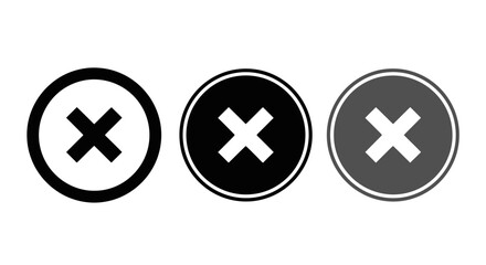 Fototapeta premium close button icon set, black and white circular design