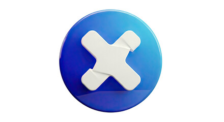 Fototapeta premium 3D Blue Circle with White X Icon