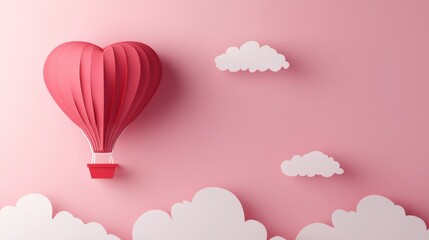 Love hot air balloon with pink background