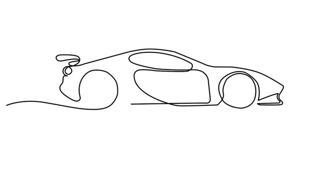 Single Line Sports Car Drawing Animation, Minimal Line Art Vector Illustration Video
