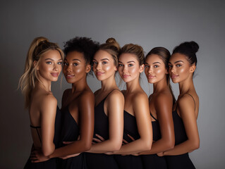 Fototapeta premium Multi-ethnic women standing together celebrating diversity