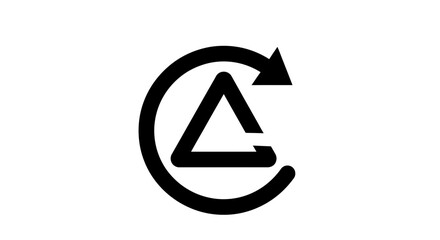 circular arrow triangle logo, recycling symbol, reload icon, reuse
