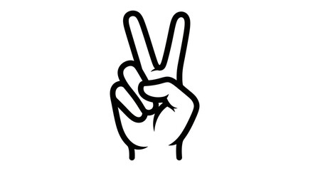 Fototapeta premium peace sign hand gesture, victory symbol, black and white