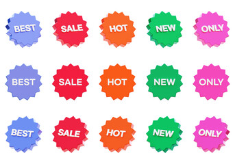 Collection of professional 3D promotional sale and marketing badges for ecommerce design