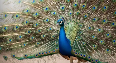 Obraz premium Peacock displaying feathers