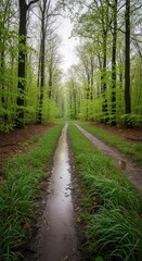 Obraz premium Forest Path Leading into the Distance.