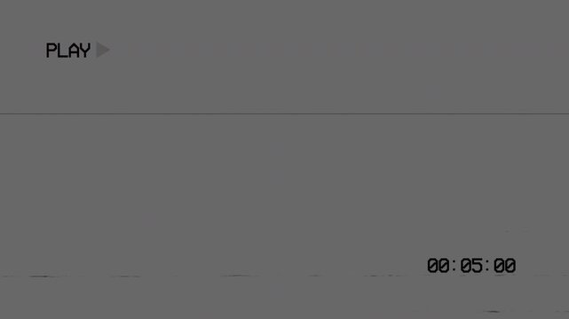 VHS dark static playback animation with analog noise on transparent background. Built as non loop overlay effect. Perfect for retro intro, glitch cuts, and tape start simulation.
