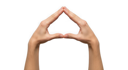 Hands forming a triangle shape gesture isolated on transparent background