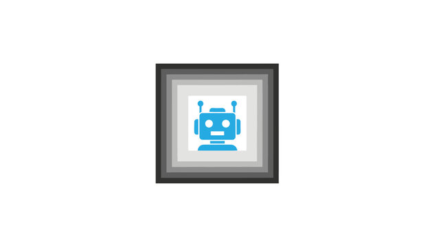 Blue robot in a frame.