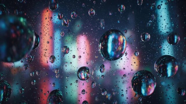 時が止まったようなスローモーションの雨とネオン動画