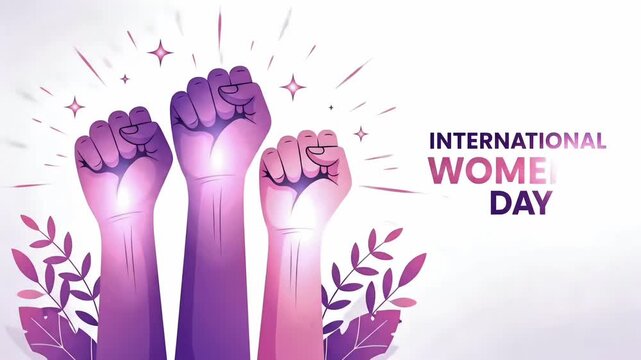 Empowerment concept illustration with raised fists symbolizing strength unity equality and pride for global celebration of international womens day awareness campaign