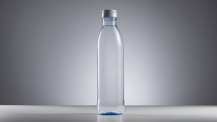 Commercial packaging mockup of blank label PET bottle on clean neutral background