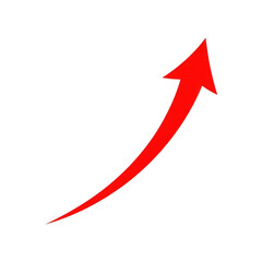 Bright red upward arrow indicating growth and success isolated on transparent background