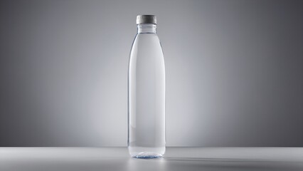 Commercial packaging mockup of blank label PET bottle on clean neutral background