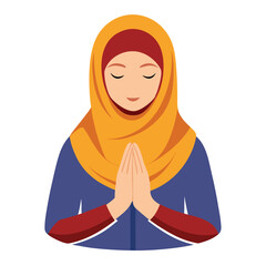 vector illustration of a woman praying on white background